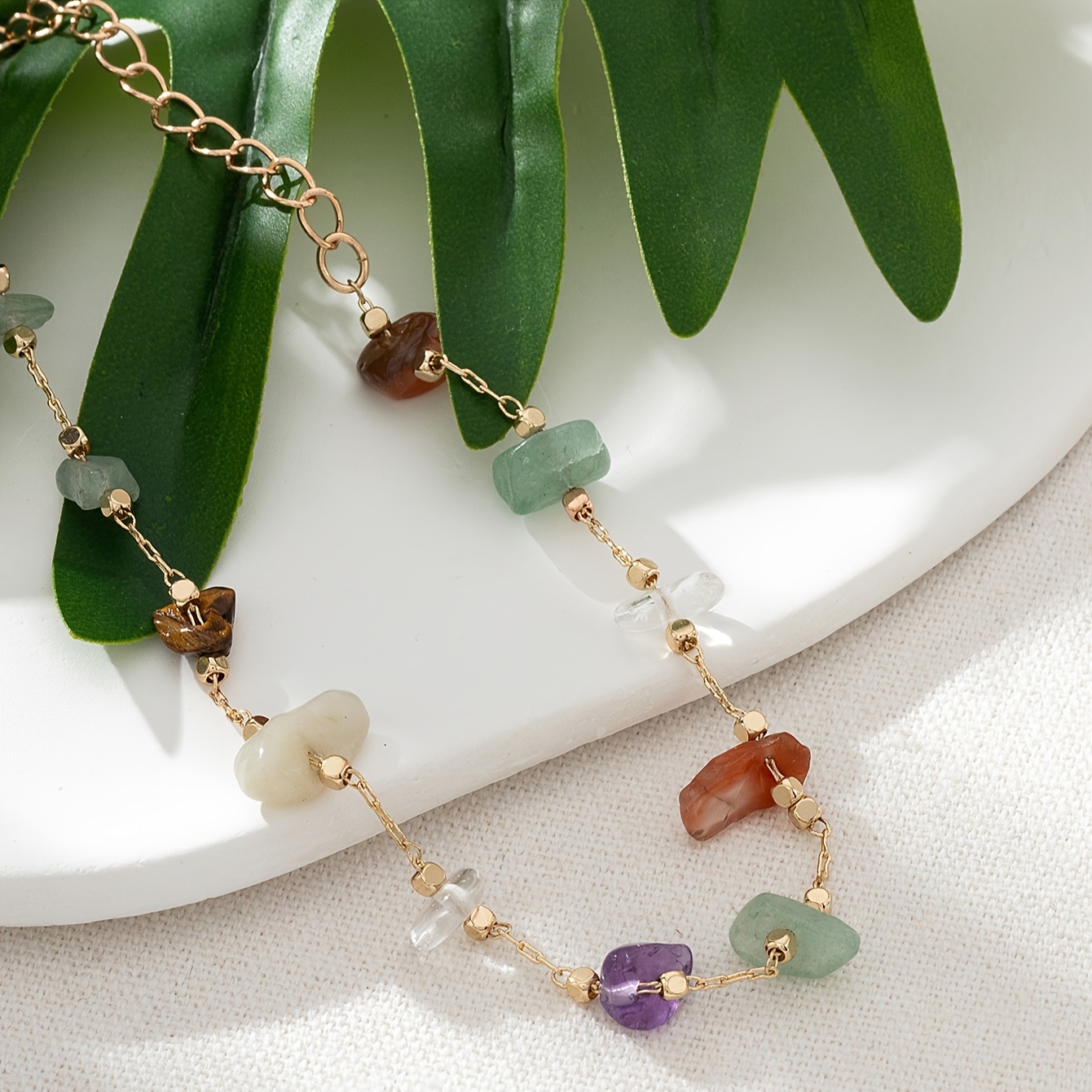 Natural Stone Beaded Anklet for Beach Vacations